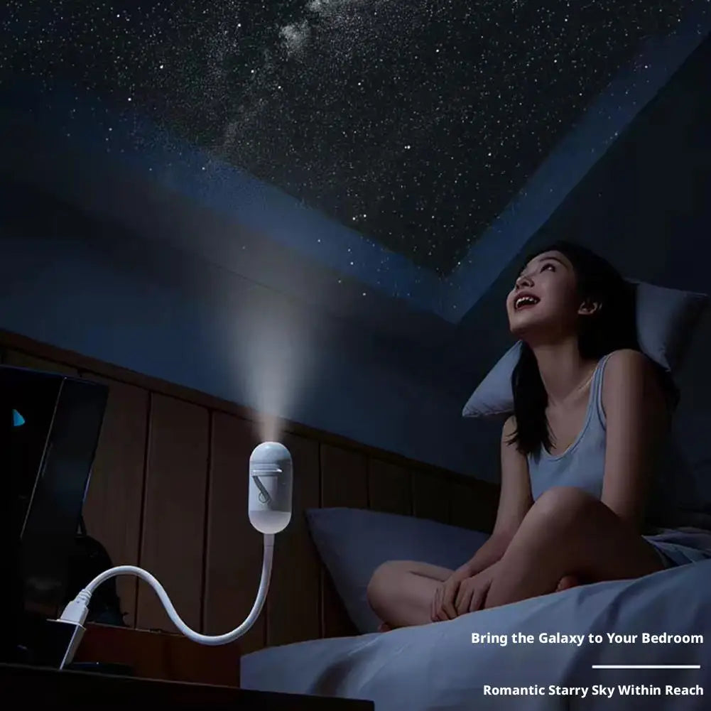 2-in-1 Galaxy Starry Sky Projector Portable 360° Rotate Mini LED Night Light Atmosphere Decor for Bedroom Home Party