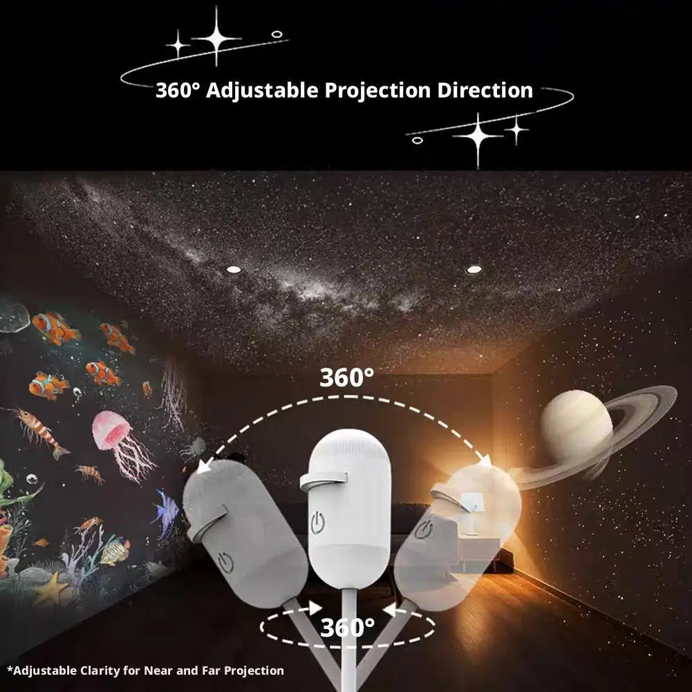 Galaxy Star Projector Night Light 2 in 1 Mini Starry Sky Ambient Lamp for Kids Bedroom Party Atmosphere Decor LED Night Lamp